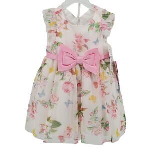 Rare Editions Baby Girls Short Sleeves Floral Mesh Social Dress 24 Month 2 Piece